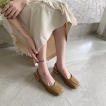 스퀘어 밴딩 로힐 슬링백 구두