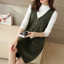 아이엠몽 여성 봄 가을 겨울 간절기 니트 브이넥 뷔스티에 원피스(BB255SY)