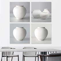 셀러허브 부자되는 달항아리 백자 도자기 액자 4종 6호 32x32cm, 4번／프레임액자(흰색)