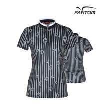 팬텀 골프 fantom여성 밧줄 패턴 집업 반팔 티셔츠 F22102TH098_BK, 095, BK