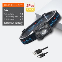 헤드라이트복원 자동차 유리복원제 superfire hl06 헤드램프 500 루멘 충전식배터리 전원 옵션 밝은 모션 센서 컨트롤 빨간색 표시등 포함, hl06-2개