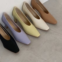 슈니슈 바이올렛 슬림사각크 유니크 쉐입 미들굽 펌프스힐 7cm 5colors
