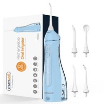 물치실 치간 세정기 워터 치실 픽 무선 구강 세척기 가정용 스케일링 mornwell water flosser irrigator 휴대용 치과 제트 4 모드 water thread, 푸른