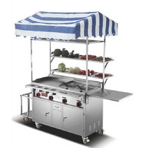 야외 주방 카트 작업대 푸드트럭 철판 요리 선반 낭만포차 토스트 조리대 실외, 23 스낵 카트 3단 선반