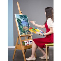하이따거 미술 전문가용 접이식 서랍형 원목 이젤 화판 세트