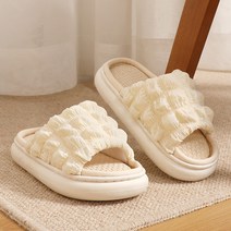 이너이너프 EVA 푹신한 린넨 구름 퀄팅 층간소음 실내화, 아이보리, 1개