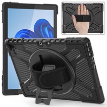 서피스프로9 호환 Microsoft Surface Pro 9 용 충격 방지 케이스 스탠드 커버 SurfacePro9 Pro9 13 인치 보호 회전 핸드 스트랩 포함, [04] Black