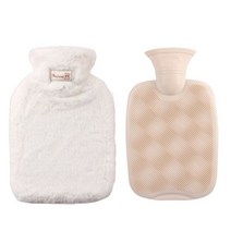 생리핫팩 두꺼운 봉제 뜨거운 물 주머니 2000ml 고밀도 PVC 따뜻한 병 핸드 워머 커버 랩 온수 주전자 가방 침대 기간 경련, white set