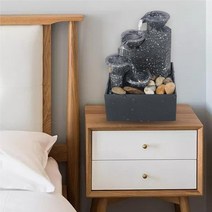 실내분수 인테리어분수 Usb 물 분수 데스크탑 4 계층 rockery 폭포 led 빛 행운 장식 공예 돈 그리기 실내 테이블 장식, 11 2x9x17cm