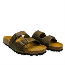 ROCKFISH 락피쉬 락피시 여성 켄달 더블 스트랩 가죽 샌들 카키