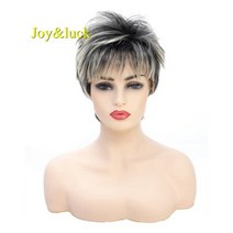 넓은이마 가발수선 엠자이마 가발대여 남자붙임머리 반삭가발 가발사이트 이용사통가발 혼주가발 군인가발 원형탈모가발 Joyluck 짧은 가발 금발 옴 브레 브라운 스트레이트 48, 색상18