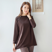 마담그레이스 T53080 버튼 보트넥 A라인 티셔츠