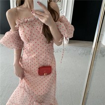 여성원피스 하객패션 블링블링도트 물방울무늬 롱원피스 바스락원피스
