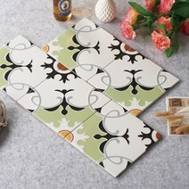 북유럽자기질패턴 핑그린 타일 200mmX200mm, 10장, 2X2094