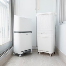 대용량 분리수거함 이동식 2단 3단 재활용쓰레기통 재활용분리수거함, 2단 발판형