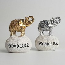 폴GER스인터내셔널_굿럭 금은코끼리 2p세트 장식소품 미니어처 미니어쳐 인테리어장식품 미니어처소품 마블소품 콘솔장식품_GU뚁똭GU+RNAODHK, SIZE*COLOR*상품명_