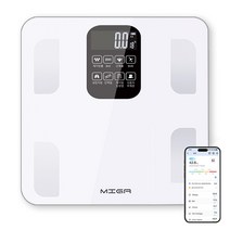 MIGA 스마트 가정용 블루투스 LCD 강화유리 인바디 체지방 체중계