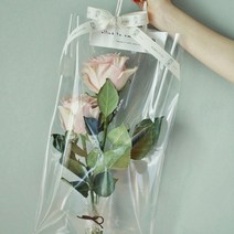 꽃 한송이 꽃다발 포장지 꽃자재도매 프로포즈선물 투명 비닐 10개입, 대 10개입