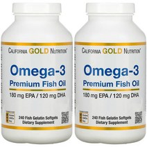[2개묶음] 캘리포니아골드뉴트리션 오메가3 프리미엄 피쉬오일 240 피쉬젤라틴 소프트젤, 2개