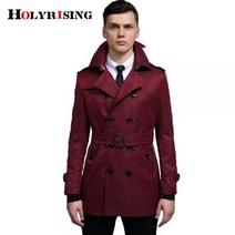 남성 데님자켓 청자켓 남자 점퍼 흑청 워싱 트렌치 코트 패션 슬림 윈드 브레이커 더블 버튼 자켓 남성용 오버 레드 천 영국 스타일 오버웨어 #18246-5 Holyrising