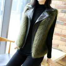 5색 스키니코디 심플 라이더 미니 털조끼 대학생룩 데일리룩 OOTD 여친룩 야자베스트
