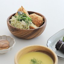 아카시아 우드 원형 깊은 볼 그릭요거트 샐러드볼 2종, 아카시아 우드 깊은볼M