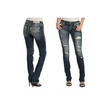 261275 락리바이벌 여자 Priya Distressed Bling Embellished 스트라이트 Leg 진, 34