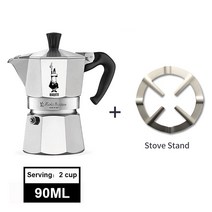 Bialetti 알루미늄 커피 모카포트 에스프레소 퍼콜 레이터 스토브 메이커 냄비 클래식 팔각형 모양 홈 야외, 한개옵션1, 05 2 cup with stand