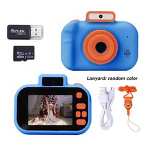 폴라로이드카메라 카메라 고화질 4000W 전면 후면 듀얼 2 인치 1080P HD IPS 화면 디지털 사진 완구, 01 Blue
