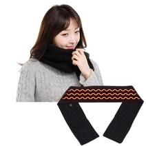 목을 따뜻하게 USB 열선 발열 온열 히팅 온도조절 캠핑용 차량용 실외용 목도리 머플러, 블랙