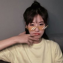 픽셀 패션 안경 파티 피플 핵인싸 모자이크 선글라스 셀럽 원픽 아이템 사진 촬영 인스타 소품 도구 기념일 생일 모임 코디 도트 닷 이태원 개그 선물 마인크래프트(미니옐로)