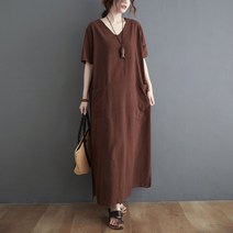 여성 빅사이즈 린넨 롱원피스