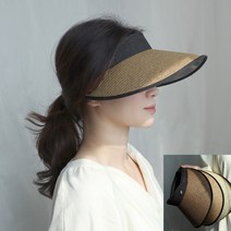 애지중지상점 린넨 리프 여성 여름 썬캡 밀짚 필름 모자 자외선 햇빛 차단 창모자 H2002_01