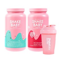 쉐이크베이비 단백질 다이어트 식사대용쉐이크 2입+보틀세트, 1세트, 민트초코맛750g+딸기맛750g+핑크보틀1개