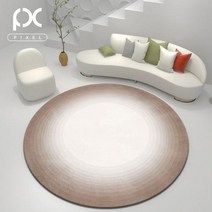 원형 발코니 매트 침실 서재 회전의자 발매트, 300cm*300cm/브라운