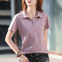 스타일아유 여성 여름 쿨 깔끔한 카라 반팔 기본 티셔츠 데일리 캐주얼룩