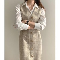 여자 가을봄 결혼식룩원피스 트위드원피스