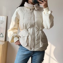 테크노 바레딜 양털 카라 스트링 패딩 조끼