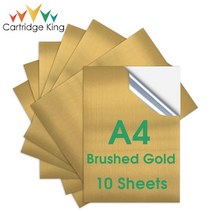 10 장 A4 용지 접착 인쇄용 비닐 스티커 방수 프린터 DIY 라벨 잉크젯 용, 04 Brushed Gold