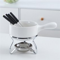 퐁듀팟 치즈 초코 퐁듀 그릇 세트 중탕기 도자기 퐁듀기계, 화이트