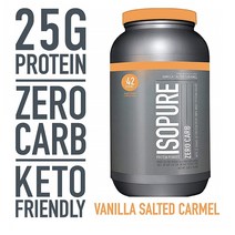 Isopure Zero Carb Keto Friendly Protein Powder 이소퓨어 제로 카브 케토 프로틴 파우더 바닐라 소금 캐러멜맛 3lb(1.36kg), 1개, 1
