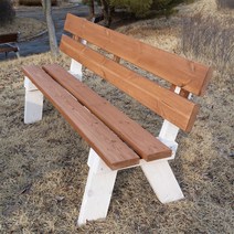 [이베스타] 보급형 벤치의자/등받이/원목/간이/야외, 오크+화이트1200mm