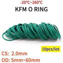 10pcs CS 2mm OD 5 ~ 60mm 녹색 FKM 불소 고무 O 링 씰링 가스켓 절연 오일 고온 저항, 09 OD 13mm_01 Green_01 2mm