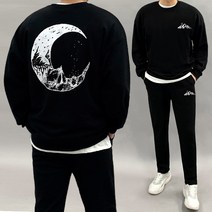 투체인지 [당일발송] 화이트문 남성 맨투맨 일자팬츠 트레이닝 상하의 츄리닝 세트