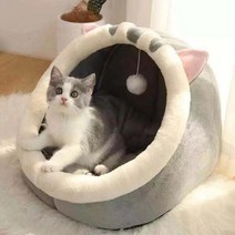 길고양이겨울집 길냥이겨울집 고양이 침대 애완 동물 바구니 아늑한 새끼 안락 쿠션 겨울 집 텐트 작은 개 매트 가방 세탁 가능한 동굴, [03] L, [01] A
