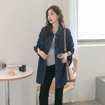 봄 임부복 포트칼라 빈티지 셔츠 코디 데님 셔츠 루즈핏 트렌디 맘 가디건 재킷