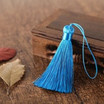 더치커피 메이커 2/5pcs 8cm 짧은 술 스파이크 폴리 에스터 실크 작은 북마크 키 체인 tassels DIY 바느질, 11 lake blue_02 8cm  5pcs