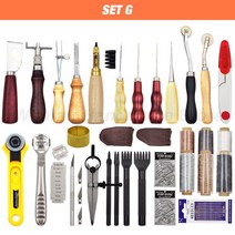 전문 손 바느질 가죽 공예 도구 키트 안장 그루버 스티칭 펀치 조각 작업 세트 DIY 액세서리용, SET G