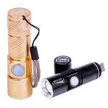 [RAΞ] LED USB 미니 줌 라이트 랜턴 손전등 후레쉬 Q5칩 서치 캠핑 써등 써치 등산 탐조등 ▷_8θ270eA, θw_골드