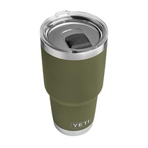 YETI 램블러 887ml(30온스) 텀블러 스테인리스 스틸 진공 단열 매그슬라이더 뚜껑 포함 클레이 488726, Olive Green